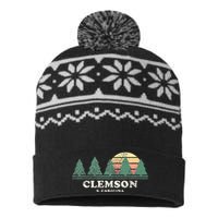 Clemson Sc Vintage Throwback Retro 70s USA-Made Snowflake Beanie