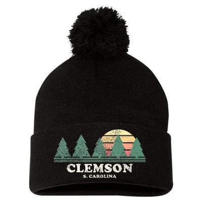 Clemson Sc Vintage Throwback Retro 70s Pom Pom 12in Knit Beanie