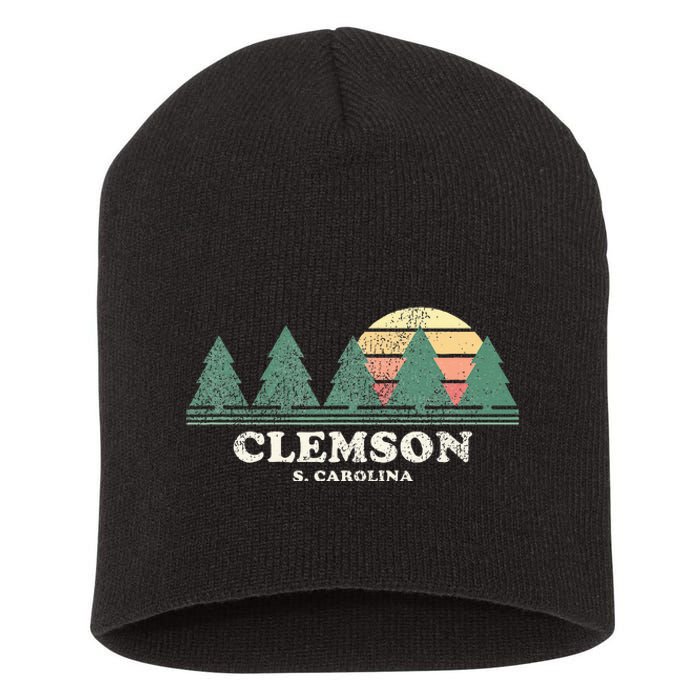 Clemson Sc Vintage Throwback Retro 70s Short Acrylic Beanie