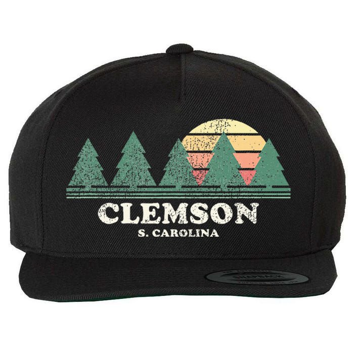 Clemson Sc Vintage Throwback Retro 70s Wool Snapback Cap