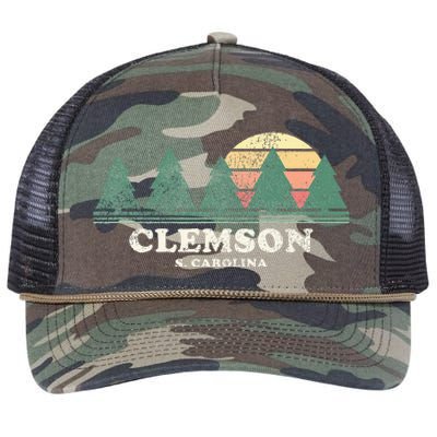 Clemson Sc Vintage Throwback Retro 70s Retro Rope Trucker Hat Cap