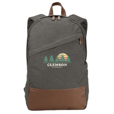 Clemson Sc Vintage Throwback Retro 70s Cotton Canvas Backpack