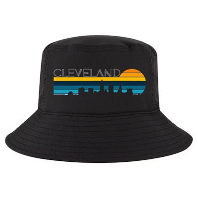 Cleveland Skyline Vintage Retro Sunset Cleveland Cityscape Cool Comfort Performance Bucket Hat