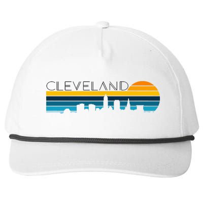 Cleveland Skyline Vintage Retro Sunset Cleveland Cityscape Snapback Five-Panel Rope Hat