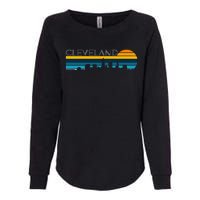 Cleveland Skyline Vintage Retro Sunset Cleveland Cityscape Womens California Wash Sweatshirt