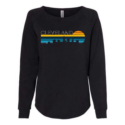 Cleveland Skyline Vintage Retro Sunset Cleveland Cityscape Womens California Wash Sweatshirt