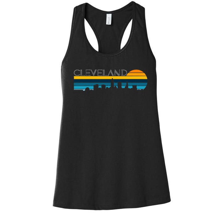 Cleveland Skyline Vintage Retro Sunset Cleveland Cityscape Women's Racerback Tank