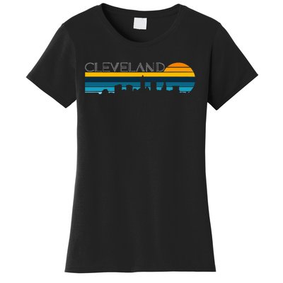 Cleveland Skyline Vintage Retro Sunset Cleveland Cityscape Women's T-Shirt