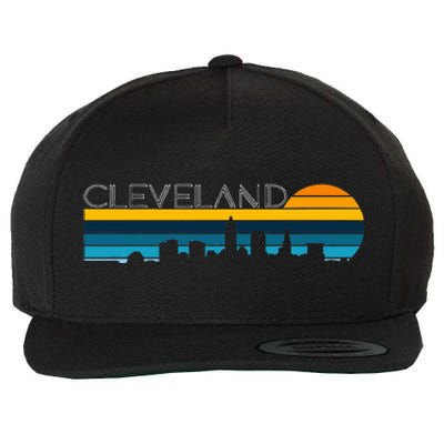 Cleveland Skyline Vintage Retro Sunset Cleveland Cityscape Wool Snapback Cap