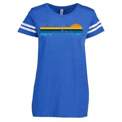 Cleveland Skyline Vintage Retro Sunset Cleveland Cityscape Enza Ladies Jersey Football T-Shirt