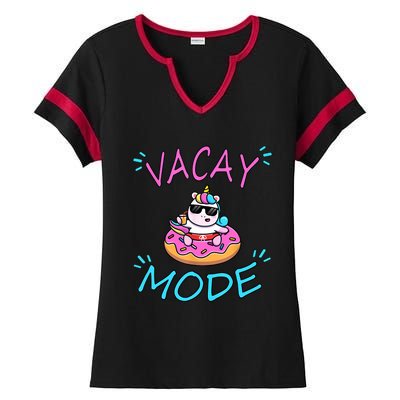 Cute Summer Vacay Mode Beach Mode Unicorn Cruise Ladies Halftime Notch Neck Tee