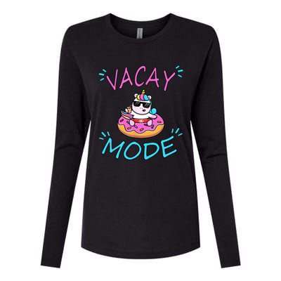 Cute Summer Vacay Mode Beach Mode Unicorn Cruise Womens Cotton Relaxed Long Sleeve T-Shirt