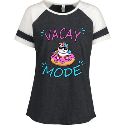 Cute Summer Vacay Mode Beach Mode Unicorn Cruise Enza Ladies Jersey Colorblock Tee