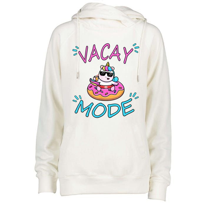 Cute Summer Vacay Mode Beach Mode Unicorn Cruise Womens Funnel Neck Pullover Hood