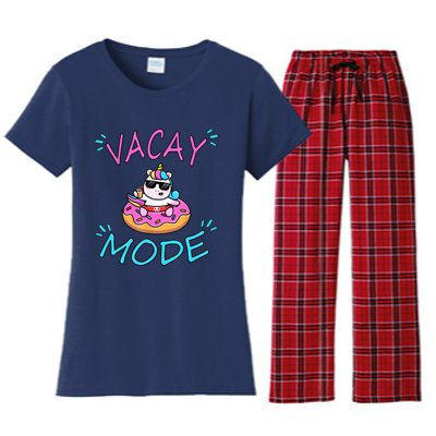 Cute Summer Vacay Mode Beach Mode Unicorn Cruise Women's Flannel Pajama Set