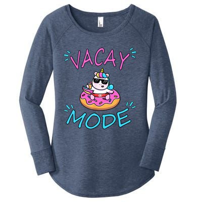 Cute Summer Vacay Mode Beach Mode Unicorn Cruise Women's Perfect Tri Tunic Long Sleeve Shirt