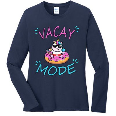 Cute Summer Vacay Mode Beach Mode Unicorn Cruise Ladies Long Sleeve Shirt