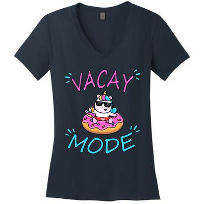 Cute Summer Vacay Mode Beach Mode Unicorn Cruise Women's V-Neck T-Shirt