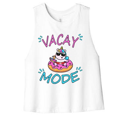 Cute Summer Vacay Mode Beach Mode Unicorn Cruise Women's Racerback Cropped Tank