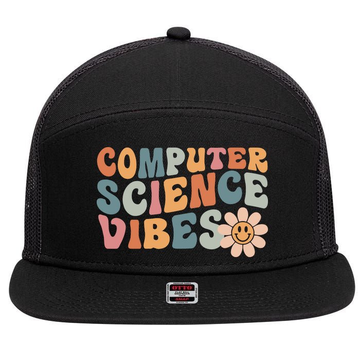 Computer Science Vibes IT Computer Science Teacher Student 7 Panel Mesh Trucker Snapback Hat