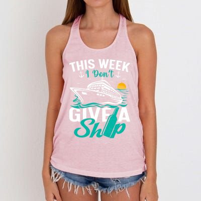 Cruising Ship Vacation This Week I Dont Give A Ship Great Gift Women's Knotted Racerback Tank