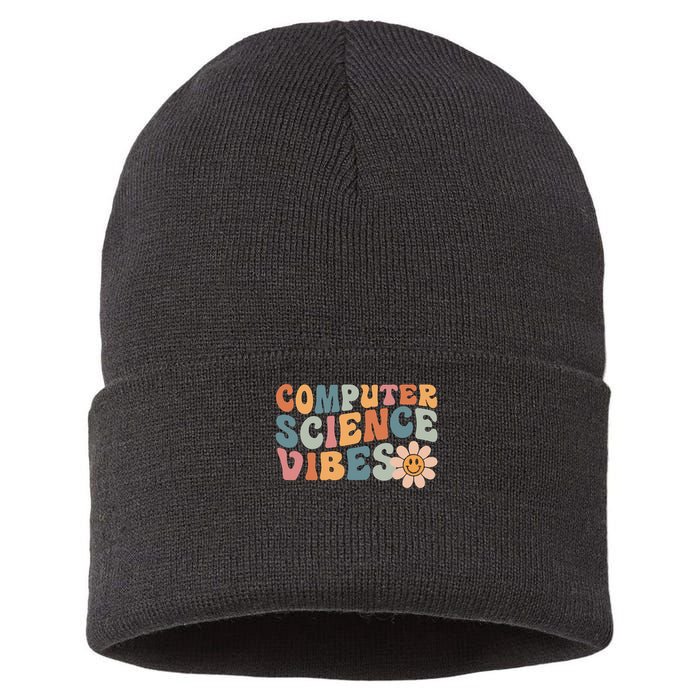 Computer Science Vibes It Computer Science Teacher Student Sustainable Knit Beanie