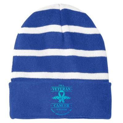 Cancer Survivor Veteran Chemotherapy Warrior Gift Striped Beanie with Solid Band