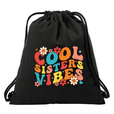 Cool Sisters Vibes Family Matching Sisters Crew Retro Groovy Great Gift Drawstring Bag