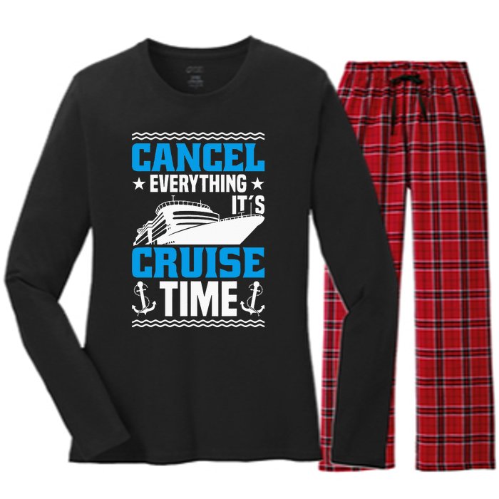 Cruising Ship Vacation Party & Family Cruising Crew Cruise Women's Long Sleeve Flannel Pajama Set 