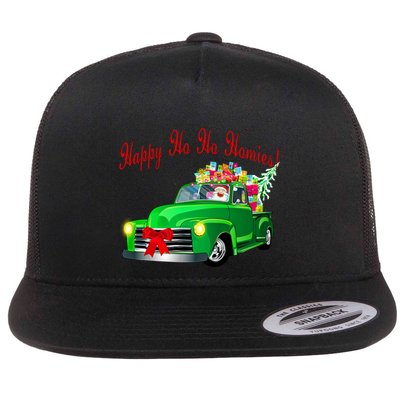 Christmas Santa Vintage Classic Lowrider Slammed Truck Funny Gift Flatbill Hat