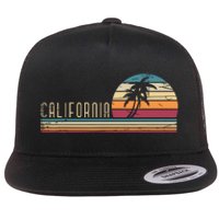 Cali Summer Vacation Ca Palm Trees Usa Retro California Flat Bill Trucker Hat