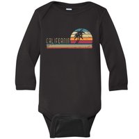 Cali Summer Vacation Ca Palm Trees Usa Retro California Baby Long Sleeve Bodysuit