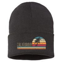 Cali Summer Vacation Ca Palm Trees Usa Retro California Sustainable Knit Beanie