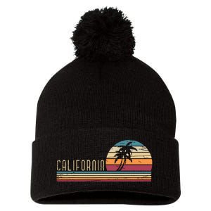 Cali Summer Vacation Ca Palm Trees Usa Retro California Pom Pom 12in Knit Beanie