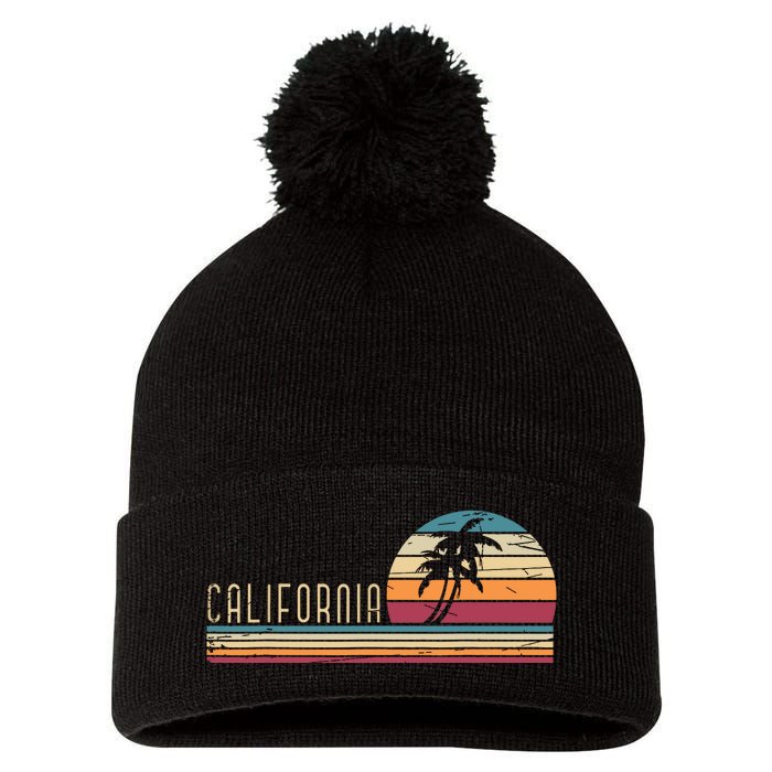 Cali Summer Vacation Ca Palm Trees Usa Retro California Pom Pom 12in Knit Beanie