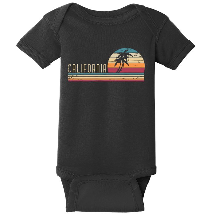 Cali Summer Vacation Ca Palm Trees Usa Retro California Baby Bodysuit