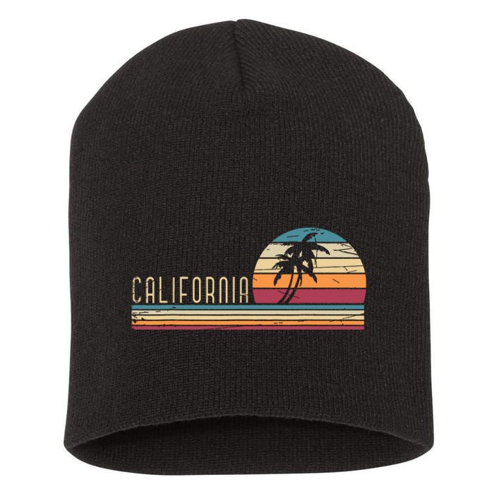 Cali Summer Vacation Ca Palm Trees Usa Retro California Short Acrylic Beanie