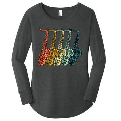 Cool Saxophone Vintage Saxophone Player Women's Perfect Tri Tunic Long Sleeve Shirt