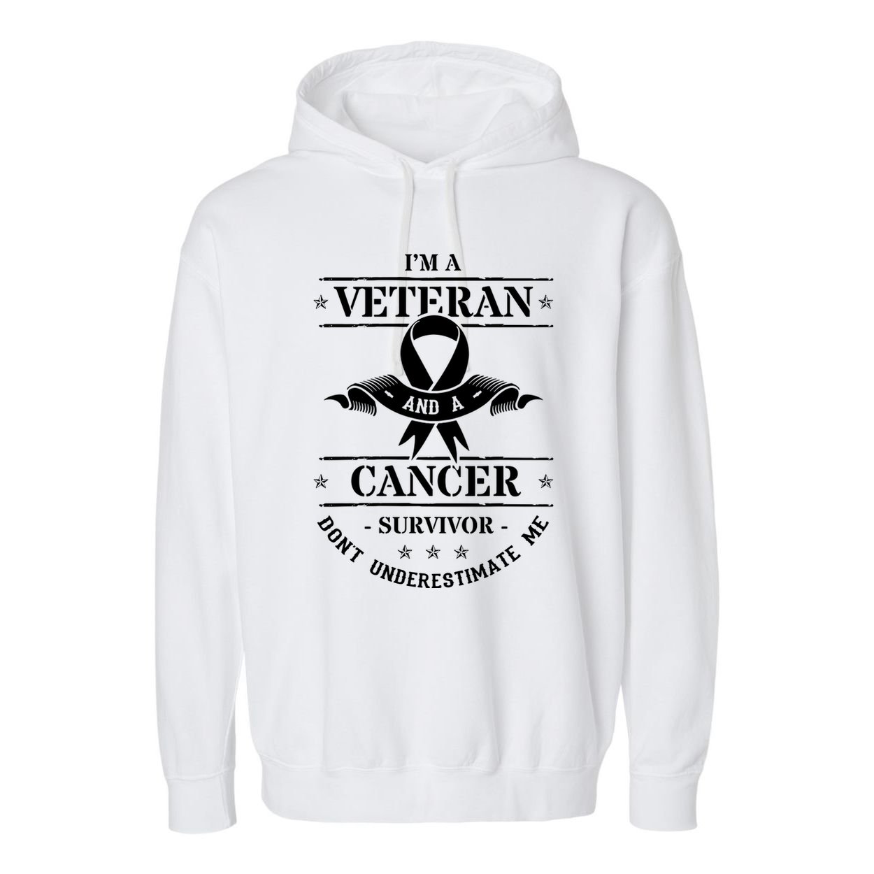 Cancer Survivor Veteran Chemotherapy Warrior Garment-Dyed Fleece Hoodie