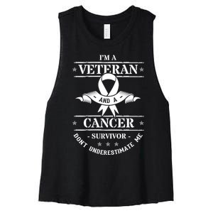 Cancer Survivor Veteran Chemotherapy Warrior Women's Racerback Cropped Tank