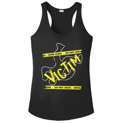 Crime Scene Victim Murder Mystery Dinner Chalk Outline Ladies PosiCharge Competitor Racerback Tank