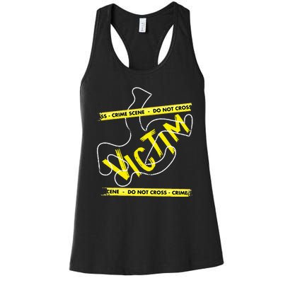 Crime Scene Victim Murder Mystery Dinner Chalk Outline Women's Racerback Tank