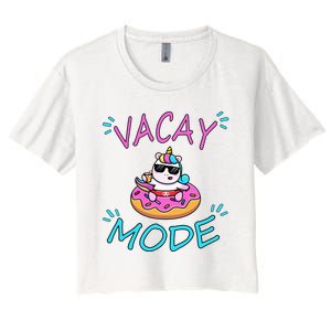 Cute Summer Vacay Mode Beach Mode Unicorn Cruise Women's Crop Top Tee