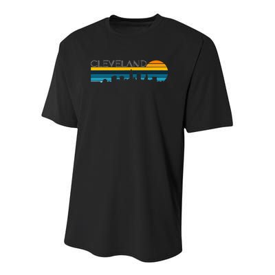 Cleveland Skyline Vintage Retro Sunset Cleveland Cityscape Youth Performance Sprint T-Shirt