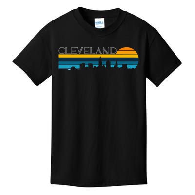 Cleveland Skyline Vintage Retro Sunset Cleveland Cityscape Kids T-Shirt