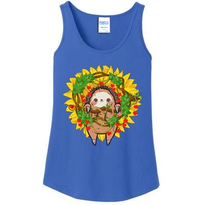 Cute Sloth Valentine's Day Heart Pattern Lazy Animal Lover Funny Gift Ladies Essential Tank