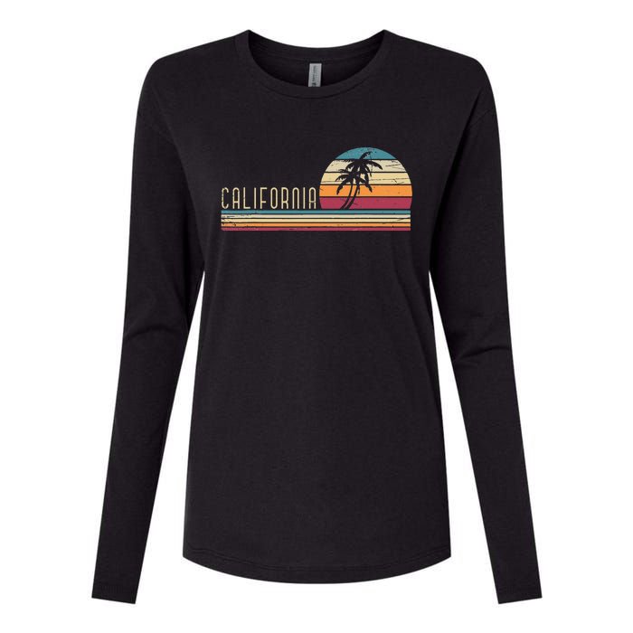 Cali Summer Vacation CA Palm Trees USA Retro California Womens Cotton Relaxed Long Sleeve T-Shirt