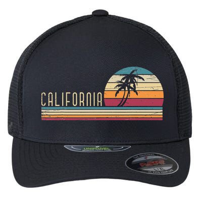 Cali Summer Vacation CA Palm Trees USA Retro California Flexfit Unipanel Trucker Cap