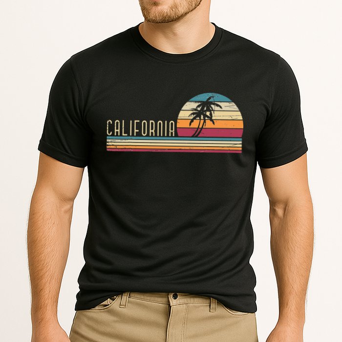 Cali Summer Vacation CA Palm Trees USA Retro California Cooling Performance Crew T-Shirt