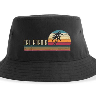 Cali Summer Vacation CA Palm Trees USA Retro California Sustainable Bucket Hat